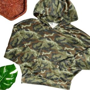 American Eagle Plush Soft Long Sleeve Hooded Camo Camouflage Pullover Sweatshirt